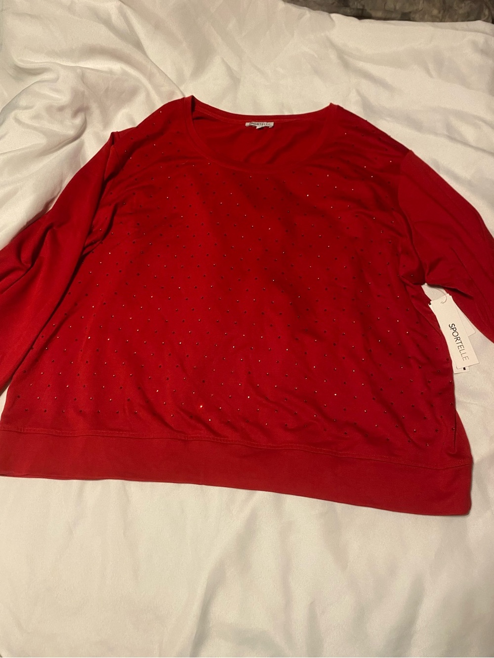 Sportelle Red Crewneck Sweatshirt with red Studs 3x